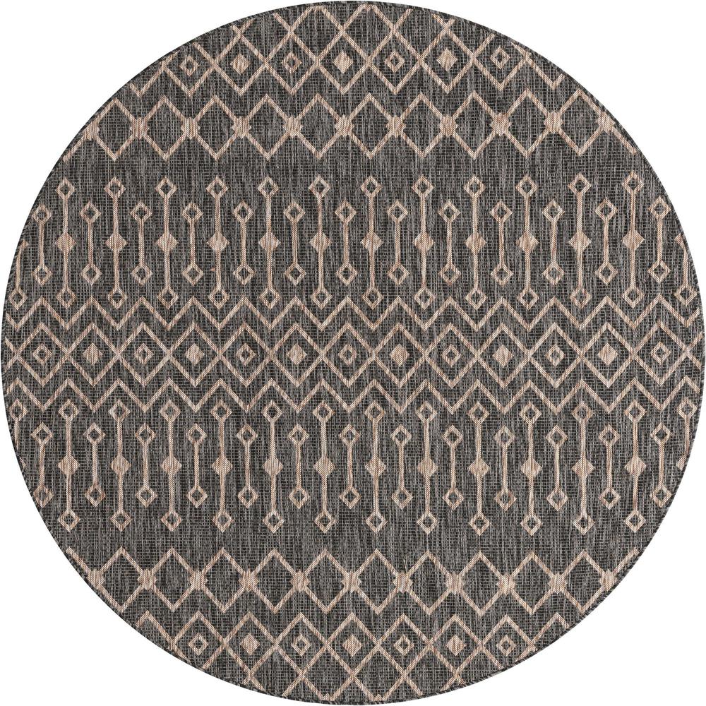 Unique Loom 8 Ft Round Rug in Charcoal Gray (3159560). Picture 1
