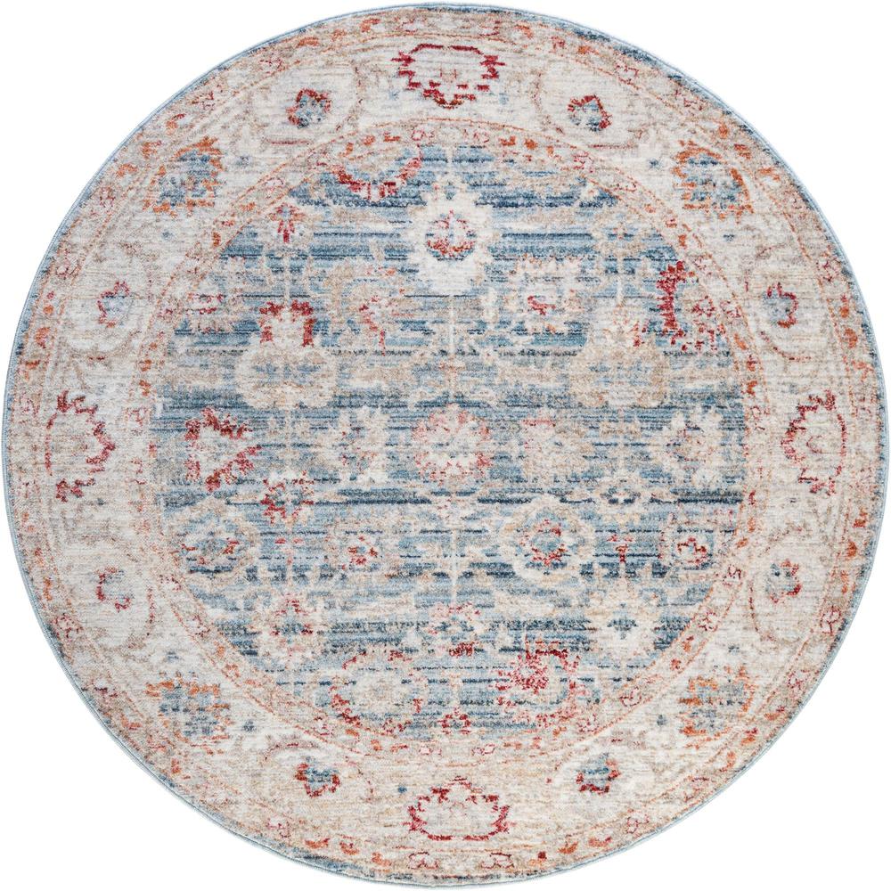 Unique Loom 4 Ft Round Rug in Blue (3147953). Picture 1