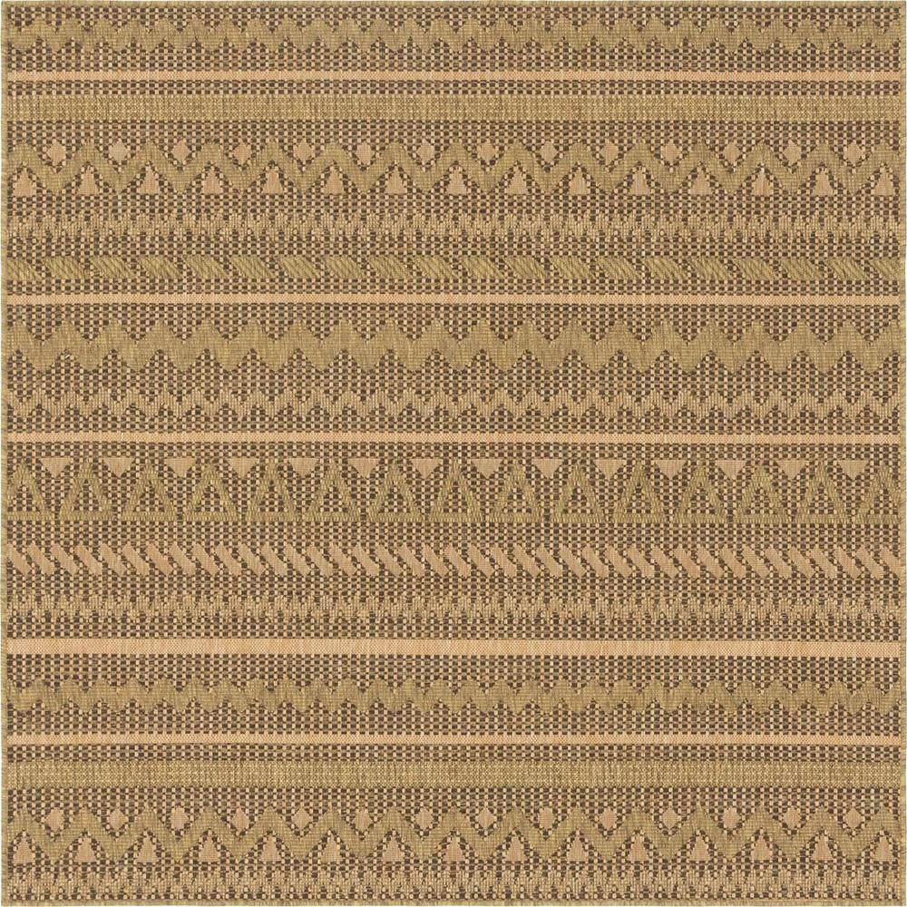 Outdoor Southwestern Rug, Light Brown (6' 0 x 6' 0). Picture 1