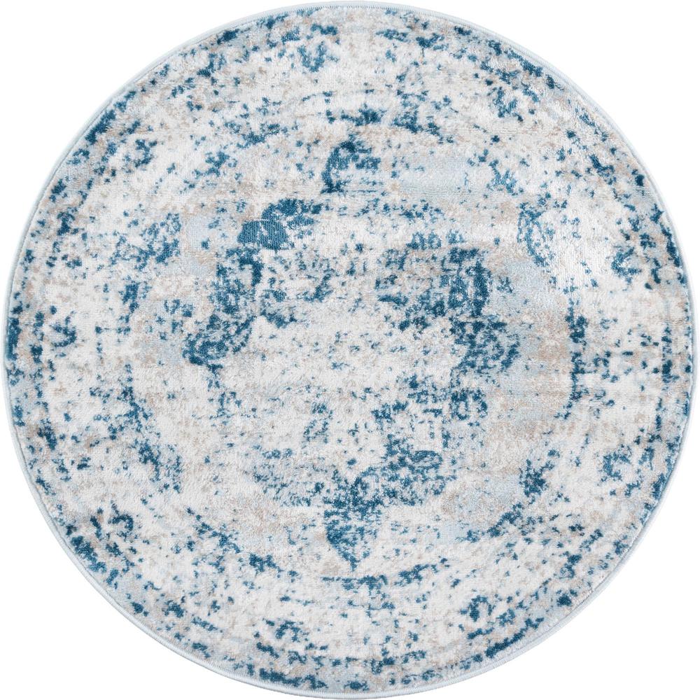 Unique Loom 3 Ft Round Rug in Blue (3151855). Picture 1