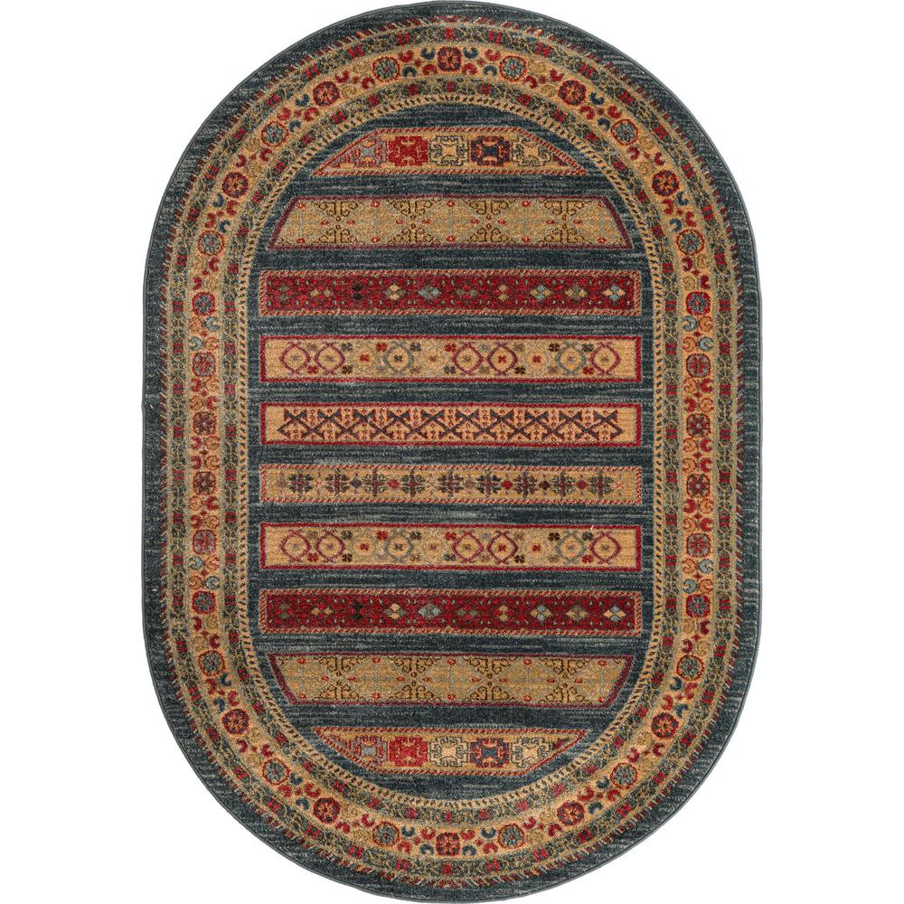 Unique Loom 4x6 Oval Rug in Blue (3158289). Picture 1