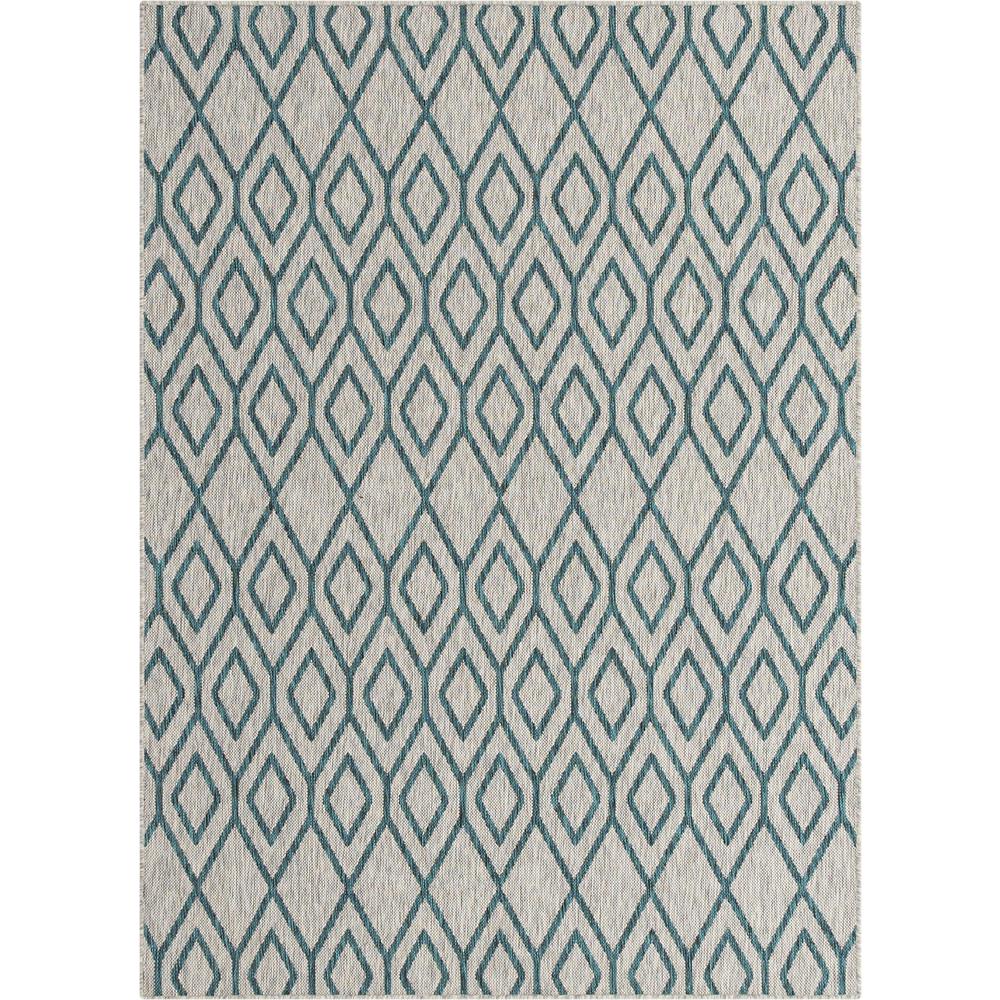 Jill Zarin Outdoor Turks and Caicos Area Rug 5' 3" x 8' 0", Rectangular Gray Teal. Picture 1