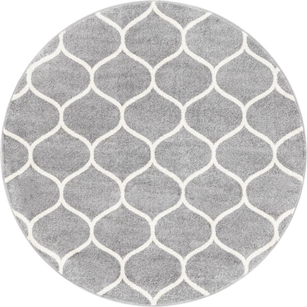 Unique Loom 7 Ft Round Rug in Light Gray (3151569). Picture 1
