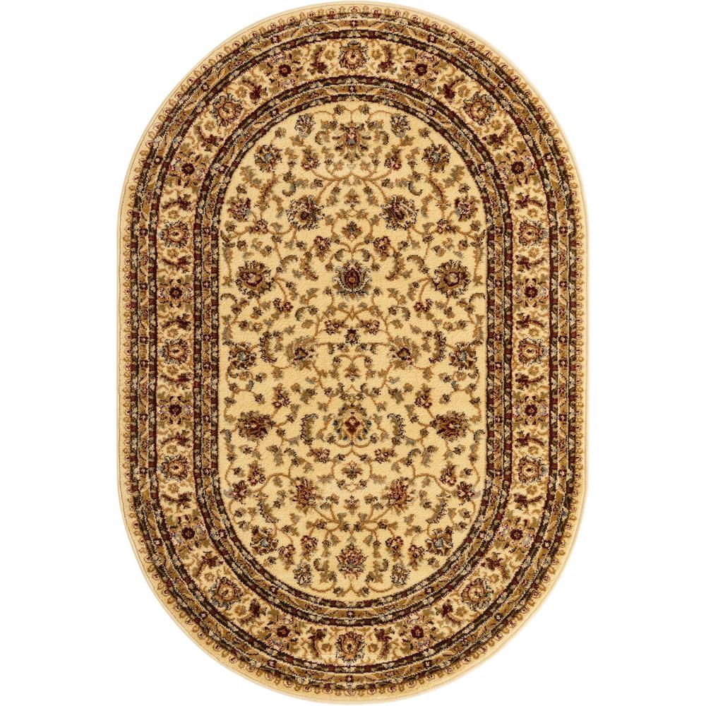 Unique Loom 4x6 Oval Rug in Ivory (3157625). Picture 1