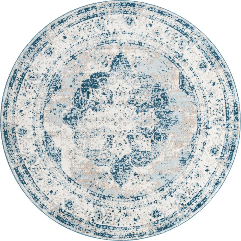 Unique Loom 7 Ft Round Rug in Blue (3147053). Picture 1