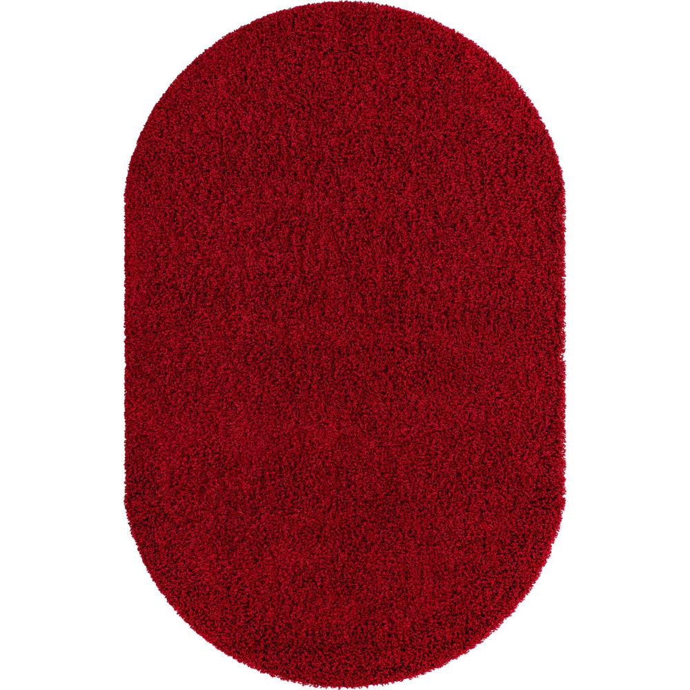 Unique Loom 5x8 Oval Rug in Cherry Red (3151395). Picture 1