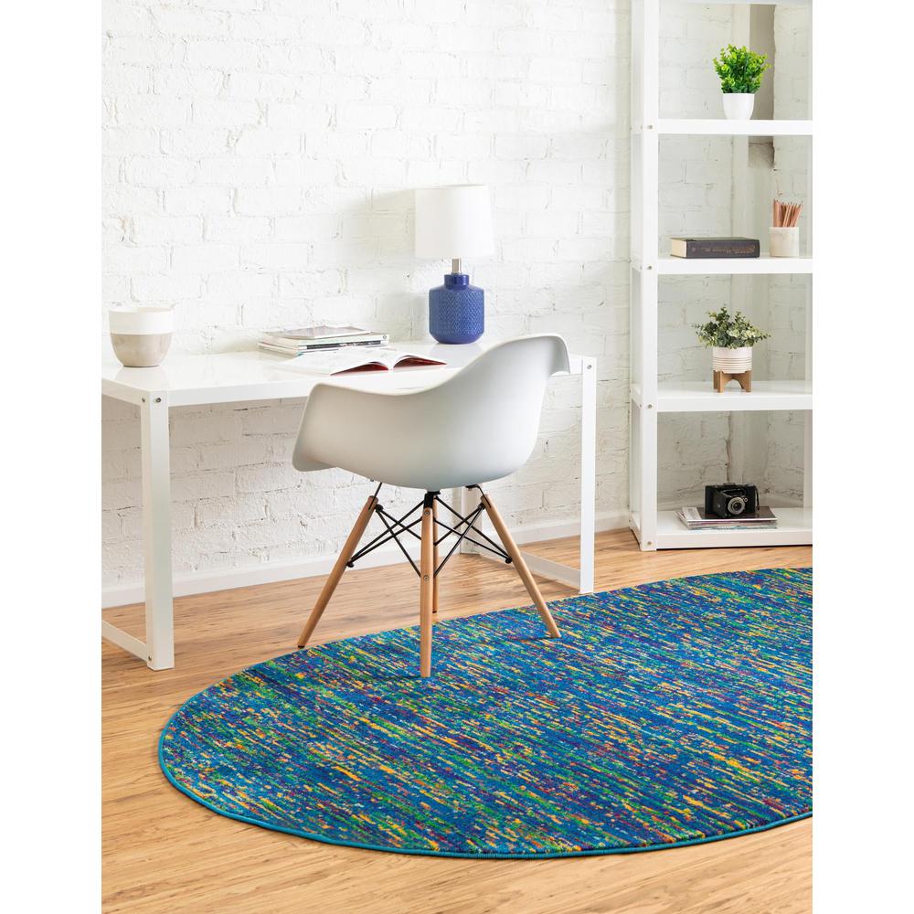 Unique Loom 5x8 Oval Rug in Blue (3160752). Picture 3