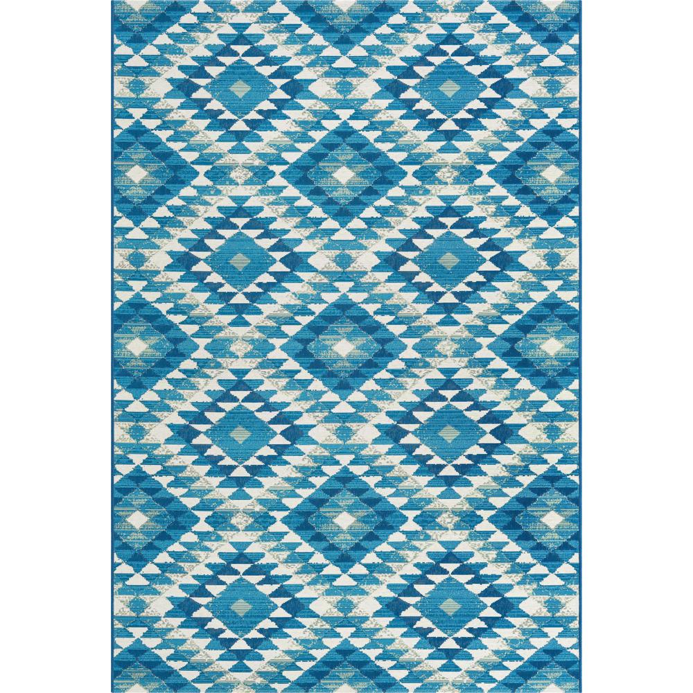 Outdoor Southwestern Collection, Area Rug, Blue, 5' 3" x 8' 0", Rectangular. Picture 1