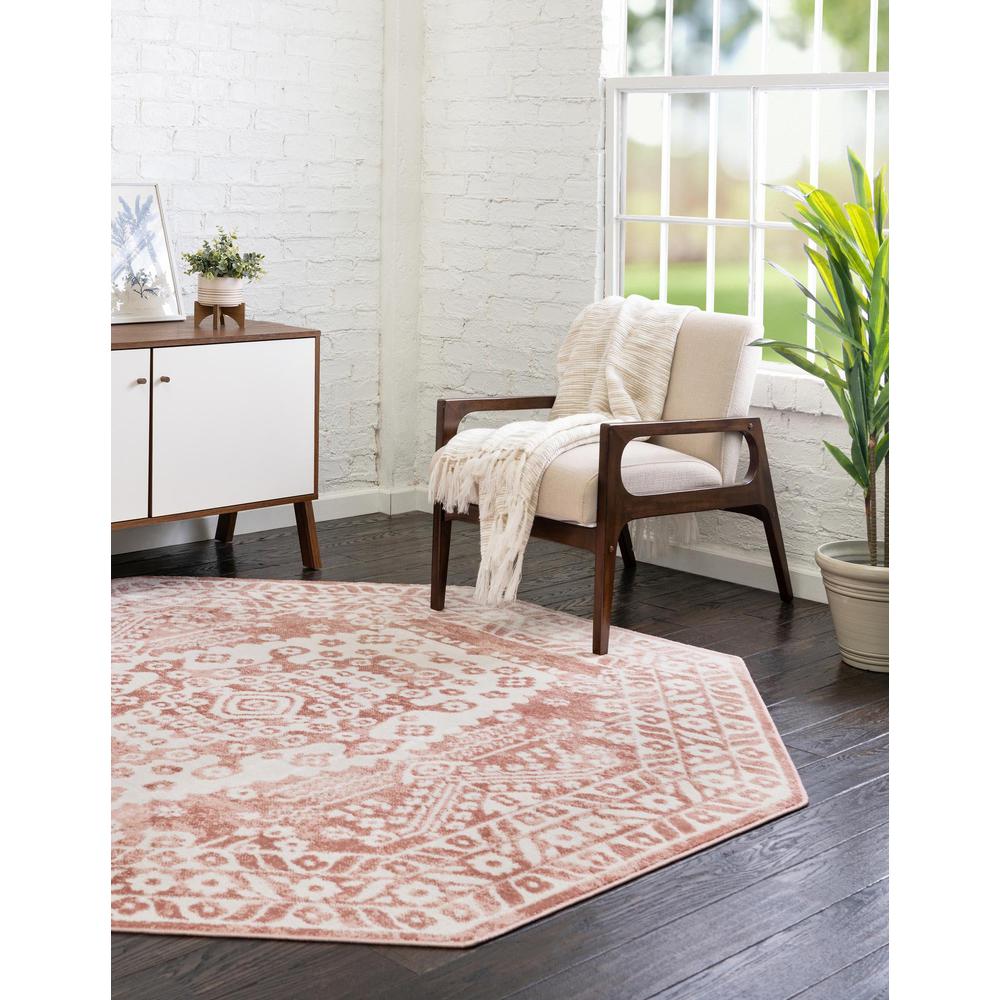 Unique Loom 7 Ft Octagon Rug in Pink (3155807). Picture 3