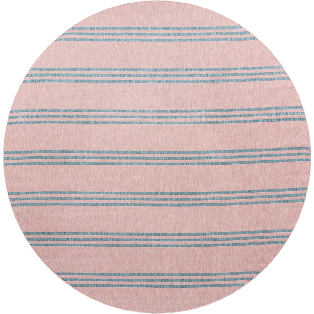 Jill Zarin Outdoor Anguilla Area Rug 13' 0" x 13' 0", Round Pink and Aqua. Picture 1