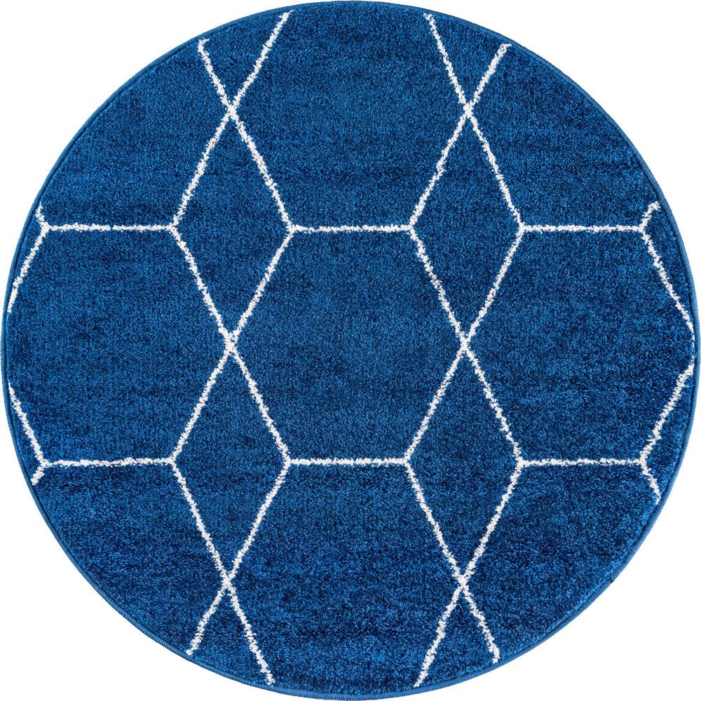 Unique Loom 3 Ft Round Rug in Navy Blue (3151584). Picture 1
