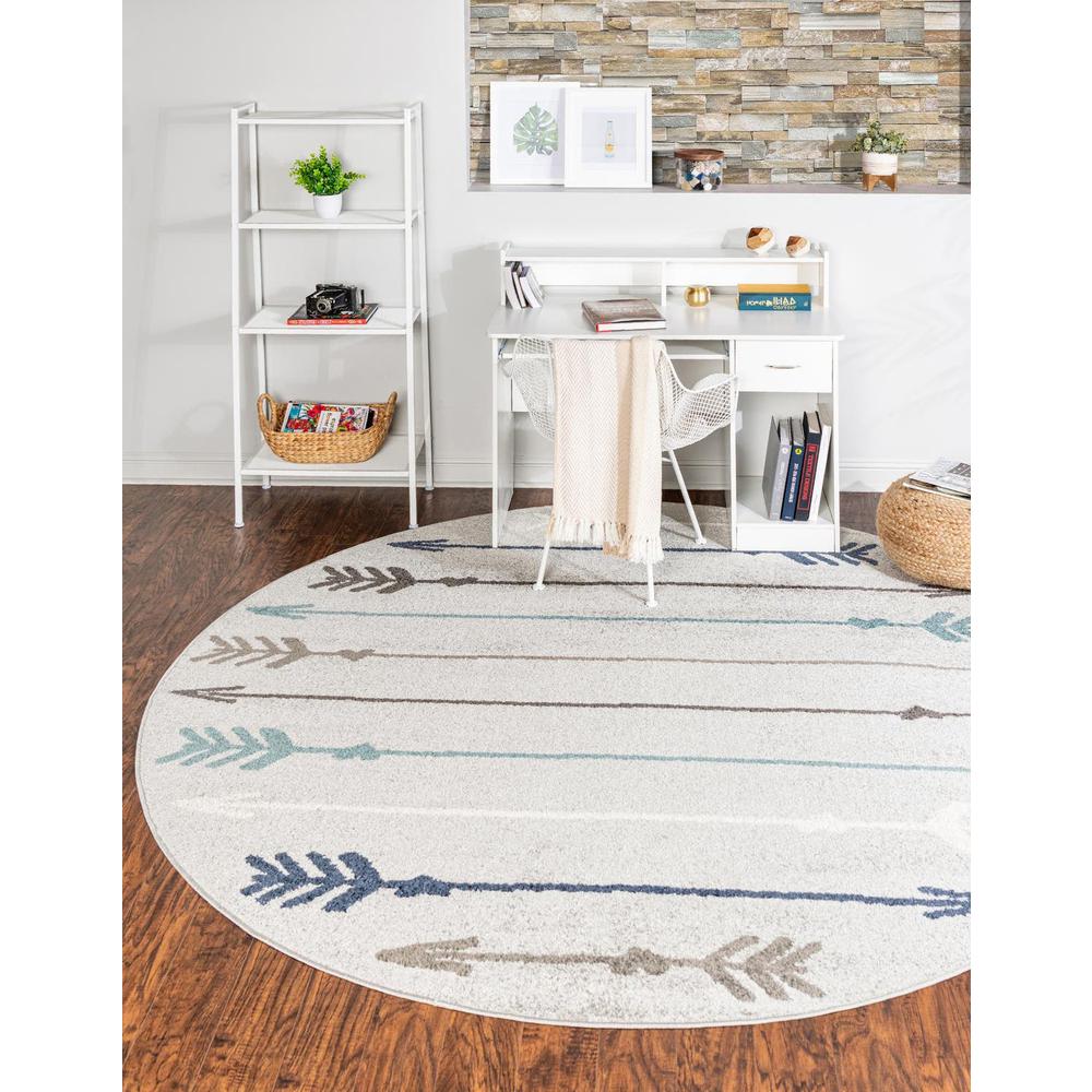 Unique Loom 3 Ft Round Rug in Gray (3164344). Picture 1