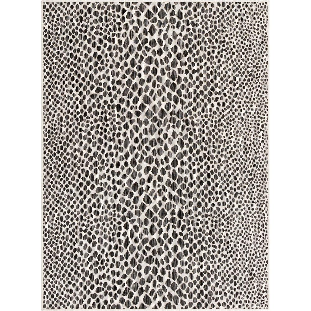 Jill Zarin Outdoor Collection, Area Rug, Black, 5' 3" x 8' 0", Rectangular. Picture 1