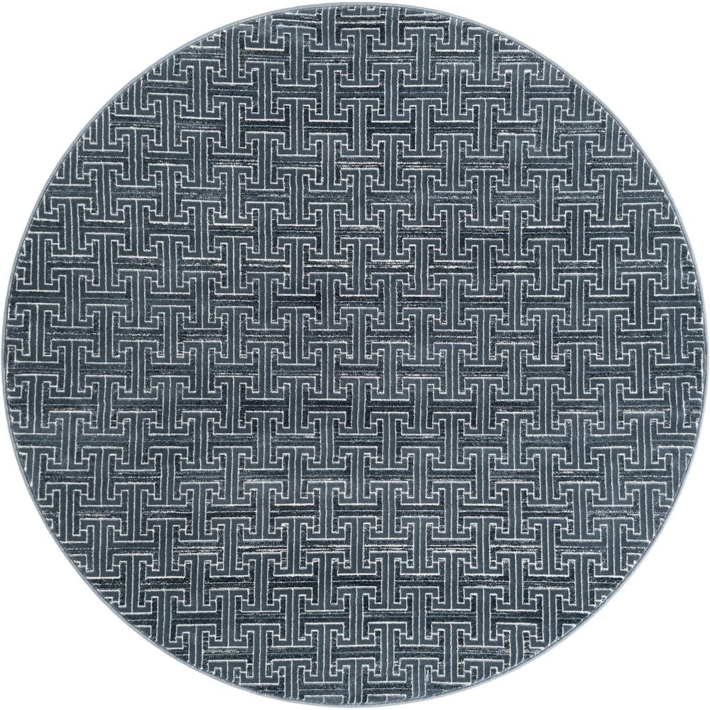 Uptown Park Avenue Area Rug 5' 3" x 5' 3", Round Navy Blue. Picture 1