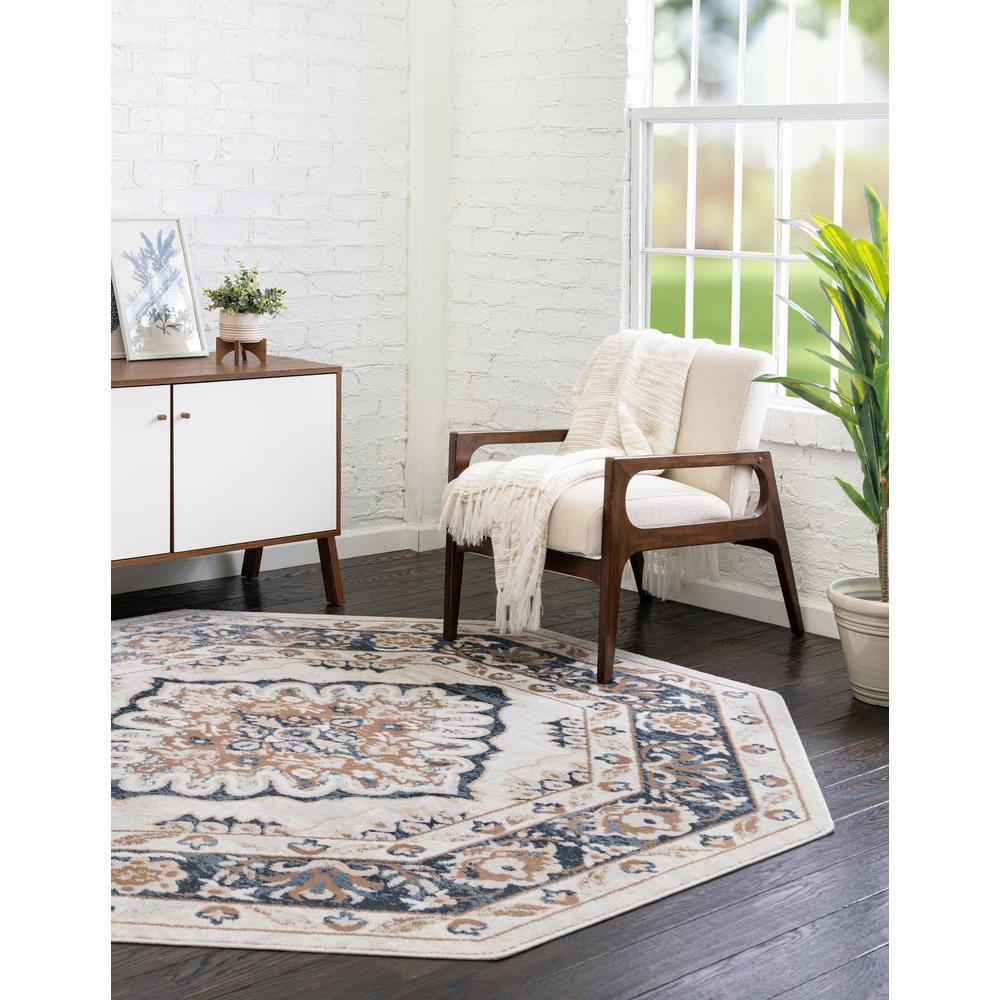 Unique Loom 7 Ft Octagon Rug in Ivory (3155697). Picture 3