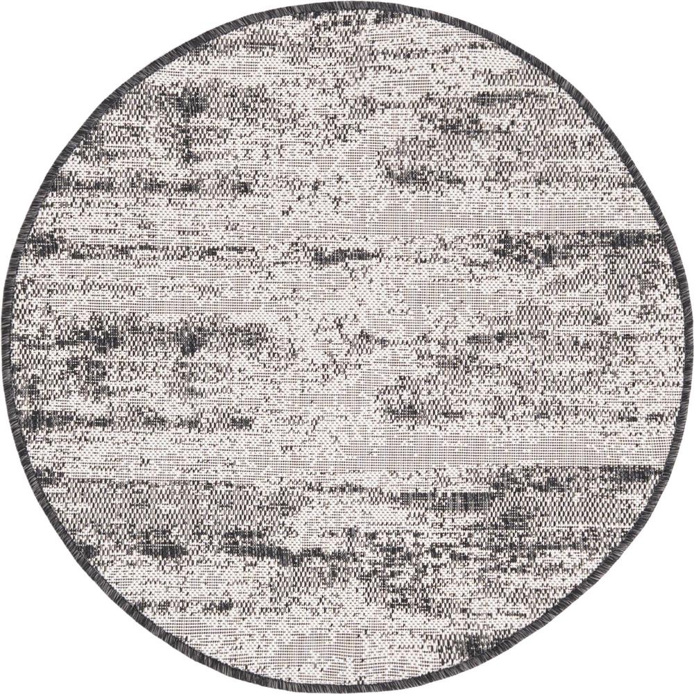 Outdoor Modern Collection, Area Rug, Charcoal, 3' 0" x 3' 0", Round. Picture 1