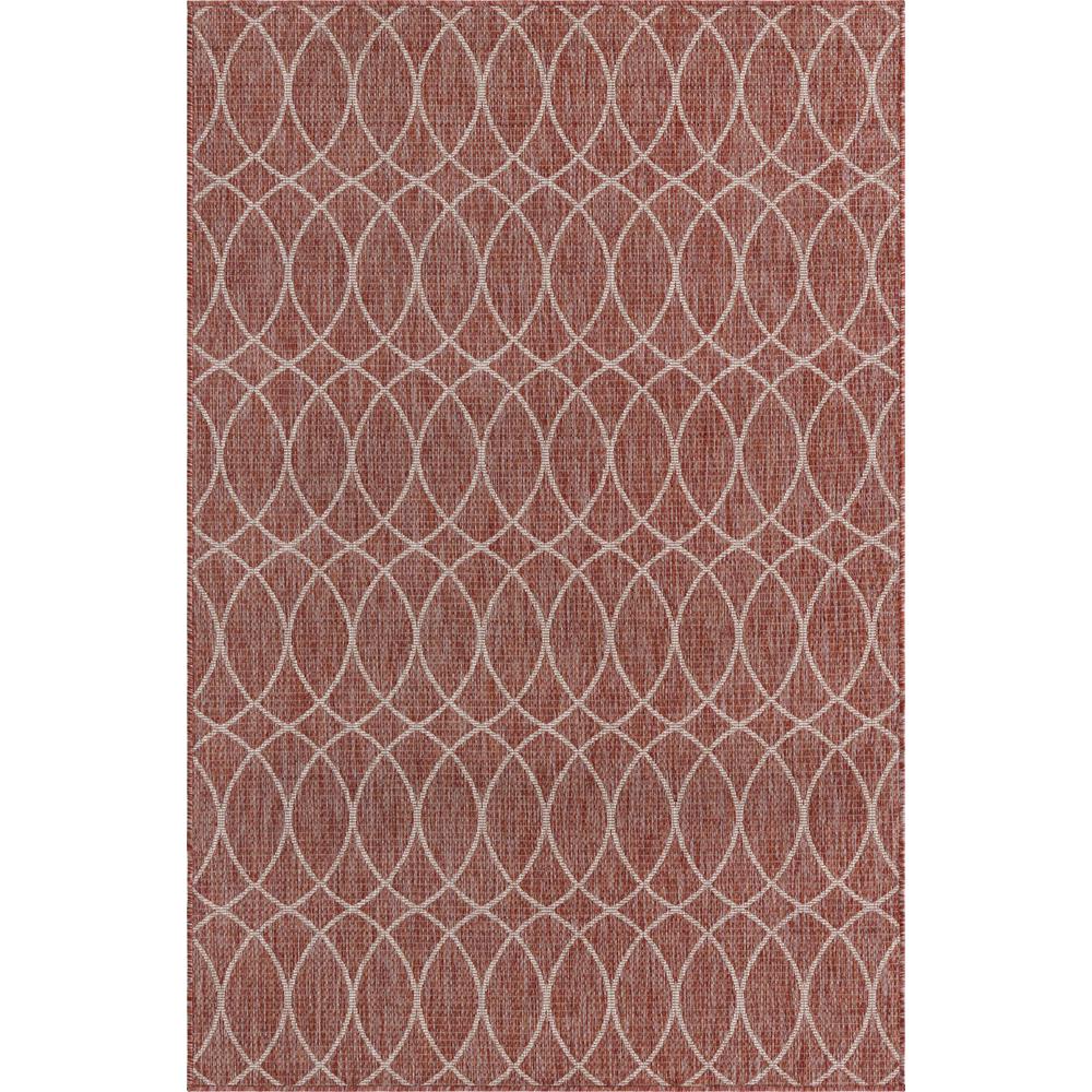 Outdoor Trellis Collection, Area Rug, Rust Red, 5' 3" x 7' 10", Rectangular. Picture 1