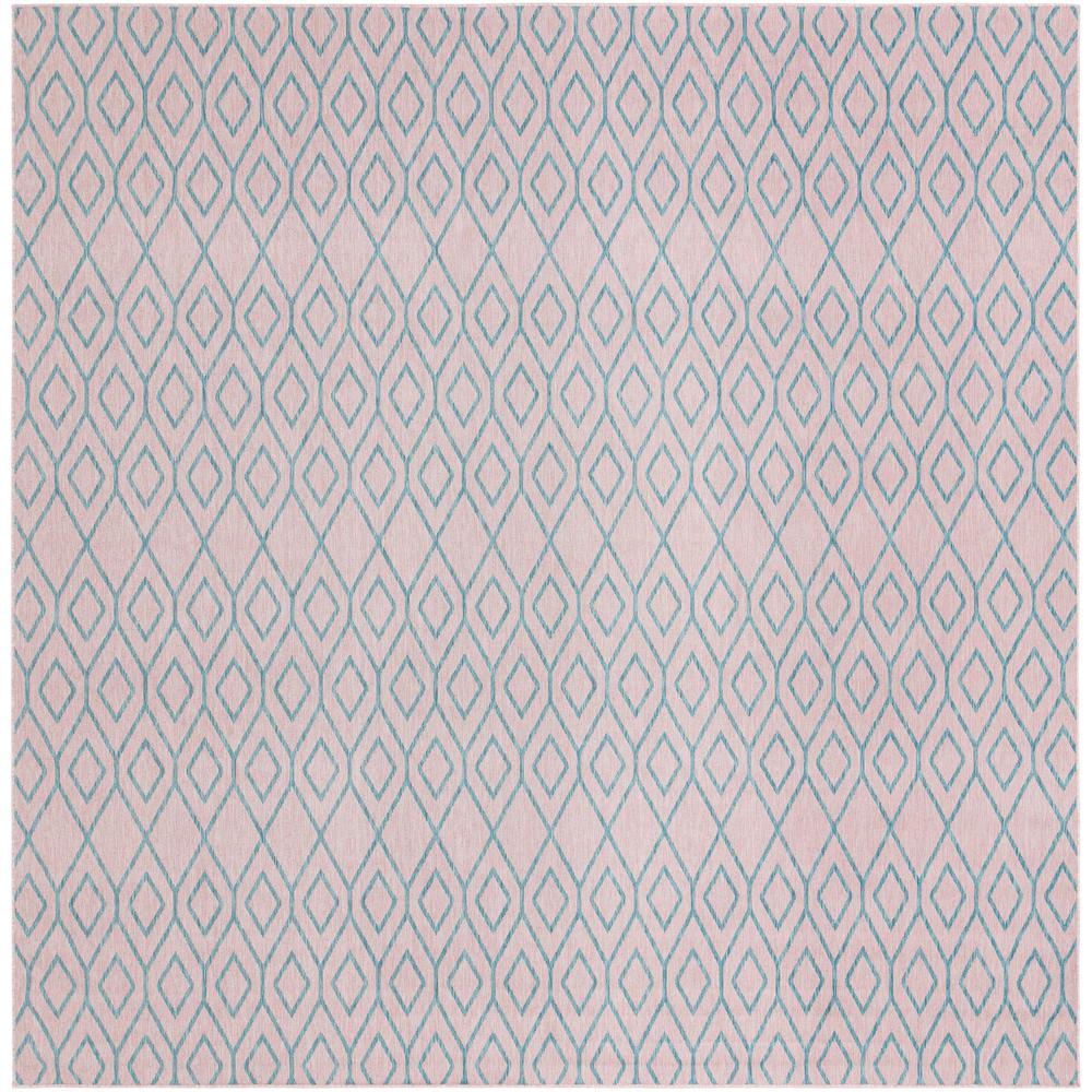Jill Zarin Outdoor Turks and Caicos Area Rug 13' 0" x 13' 0", Square Pink and Aqua. Picture 1