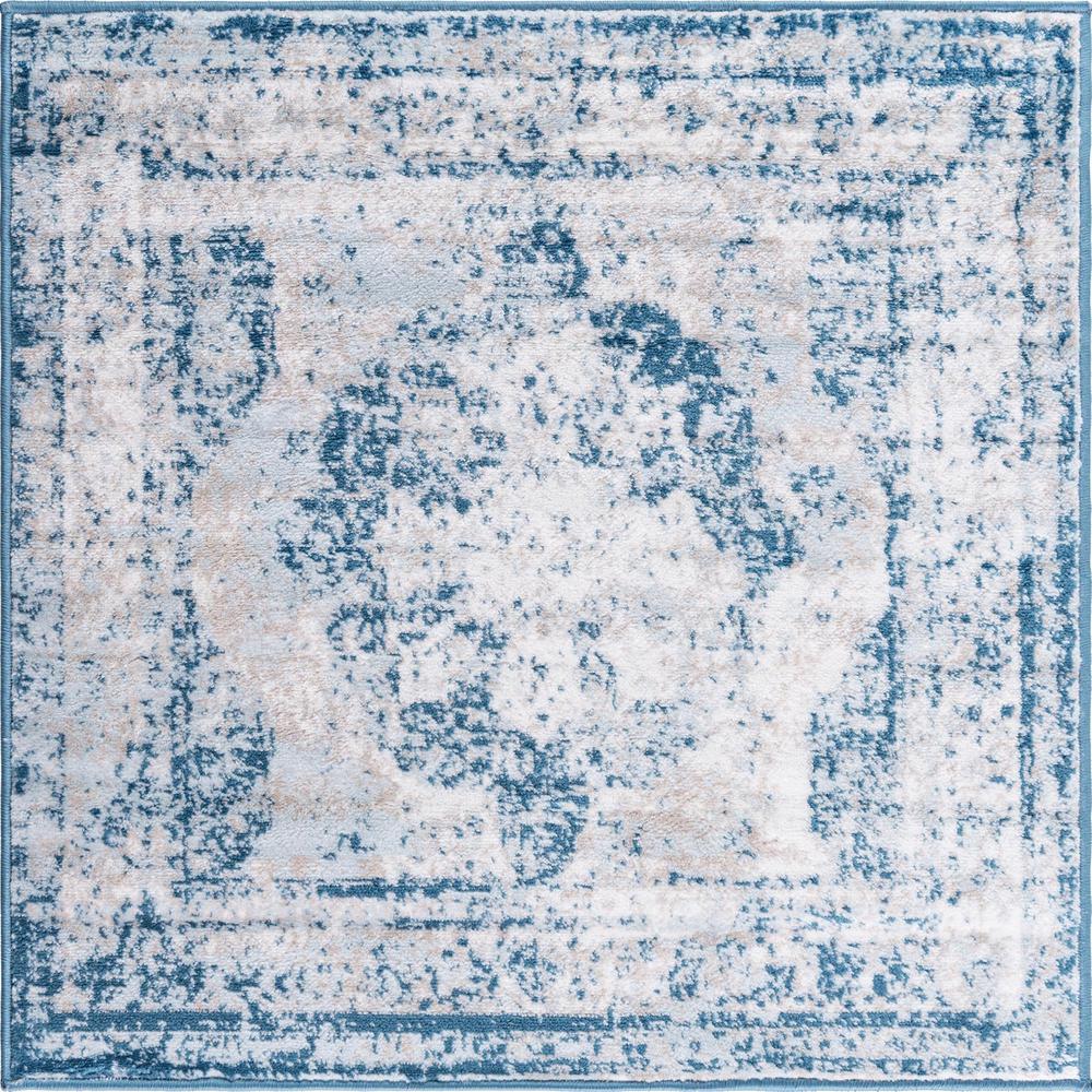 Unique Loom 3 Ft Square Rug in Blue (3151846). Picture 1