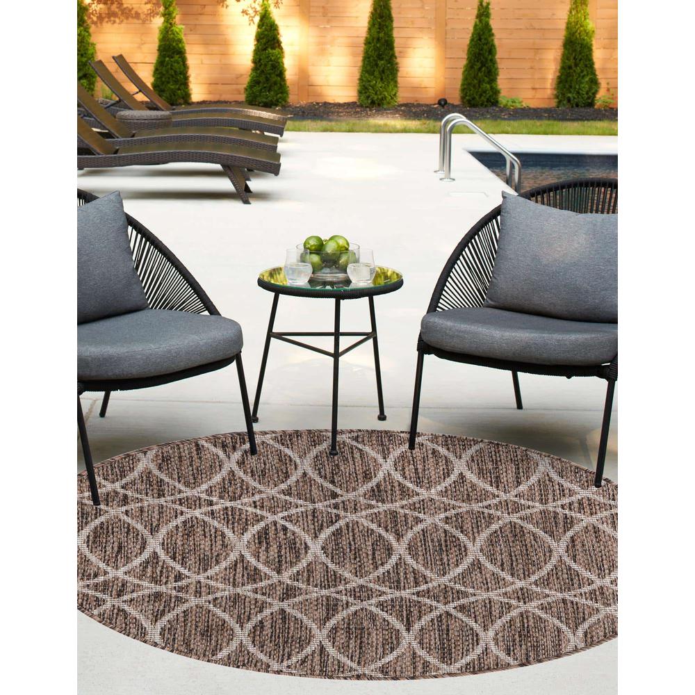 Outdoor Trellis Collection, Area Rug, Brown, 4' 0" x 4' 0", Round. Picture 3