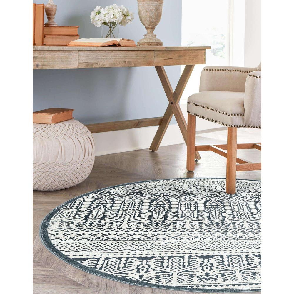 Uptown Area Rug 7' 10" x 7' 10", Round Blue. Picture 3