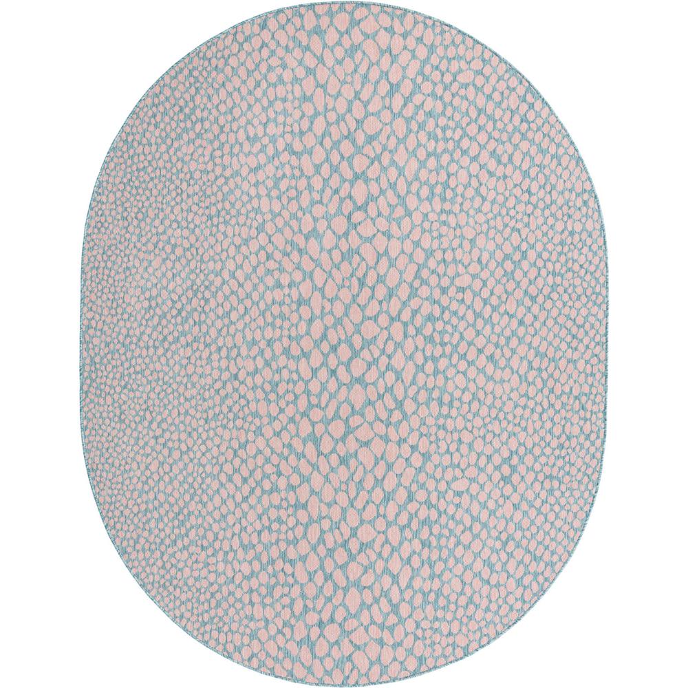 Jill Zarin Outdoor Cape Town Area Rug 7' 10" x 10' 0", Oval Pink and Aqua. Picture 1