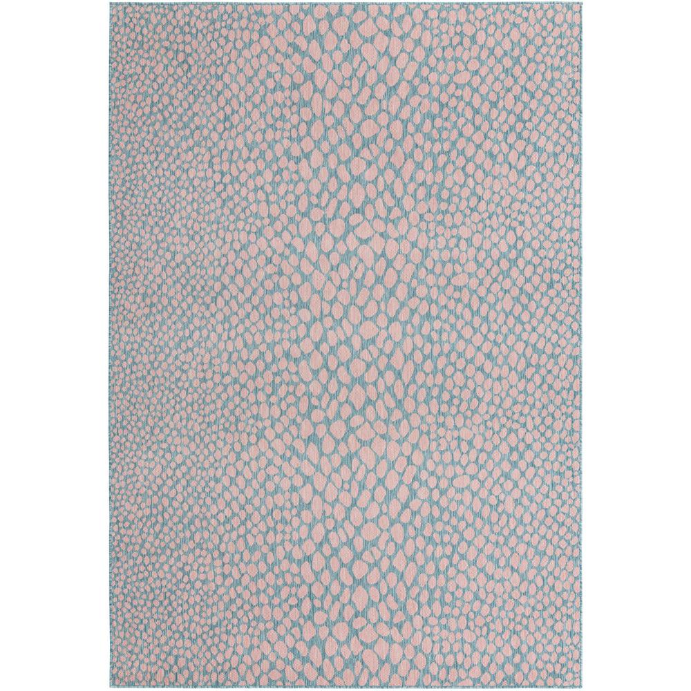 Jill Zarin Outdoor Cape Town Area Rug 7' 0" x 10' 0", Rectangular Pink and Aqua. Picture 1