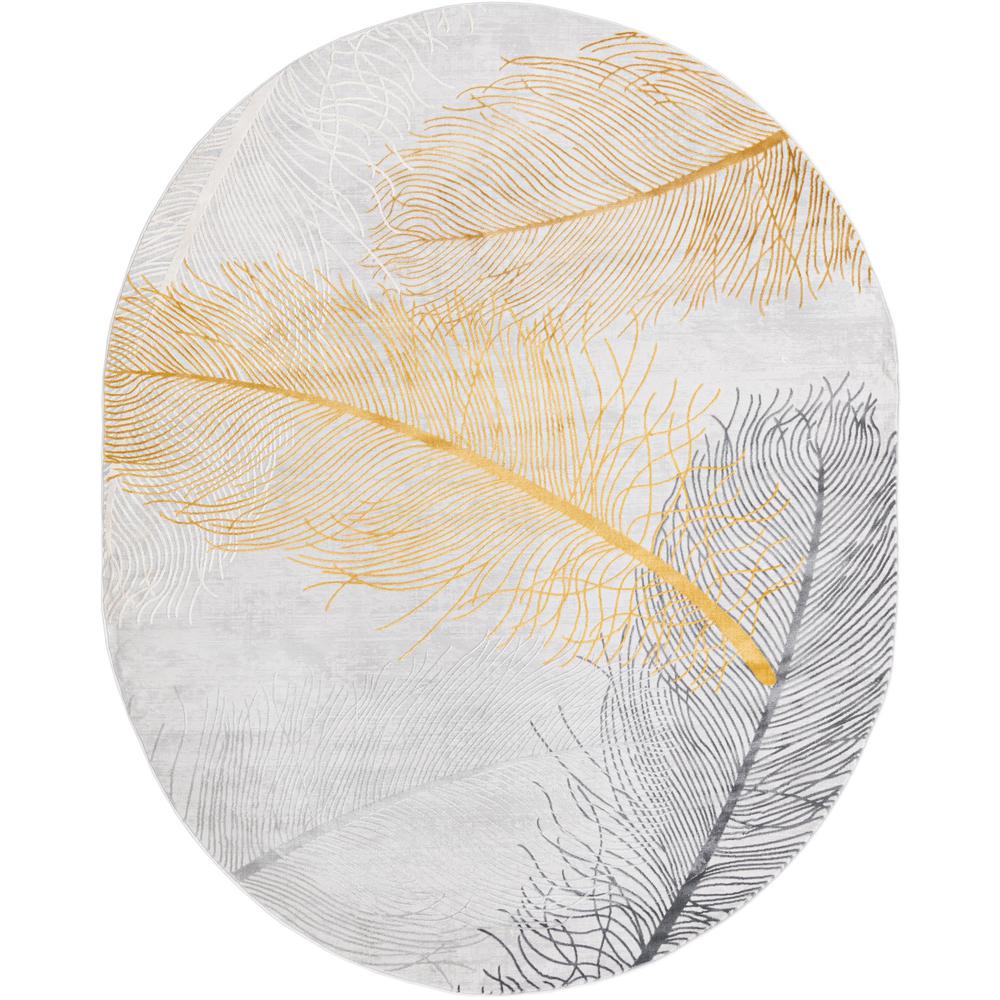 Finsbury Camilla Area Rug 7' 10" x 10' 0", Oval Yellow Gray. Picture 1