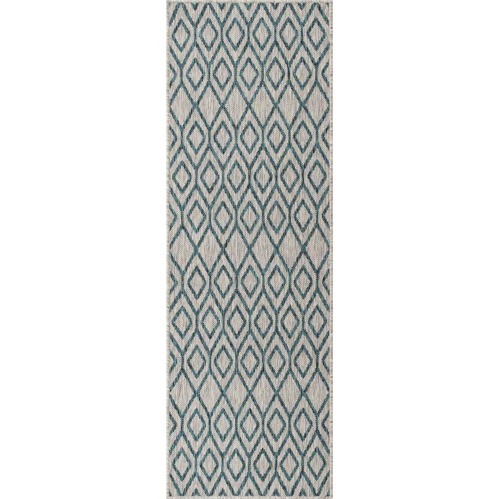 Jill Zarin Outdoor Turks and Caicos Area Rug 2' 0" x 6' 0", Runner Gray Teal. Picture 1