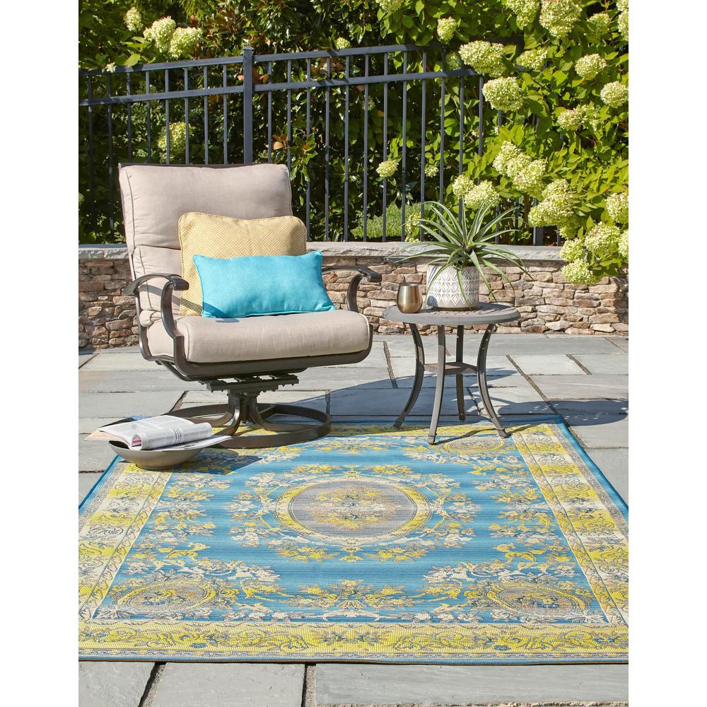Outdoor Traditional Collection, Area Rug, Blue, 5' 3" x 8' 0", Rectangular. Picture 3