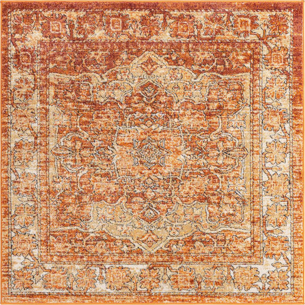 Unique Loom 5 Ft Square Rug in Rust Red (3161885). Picture 1