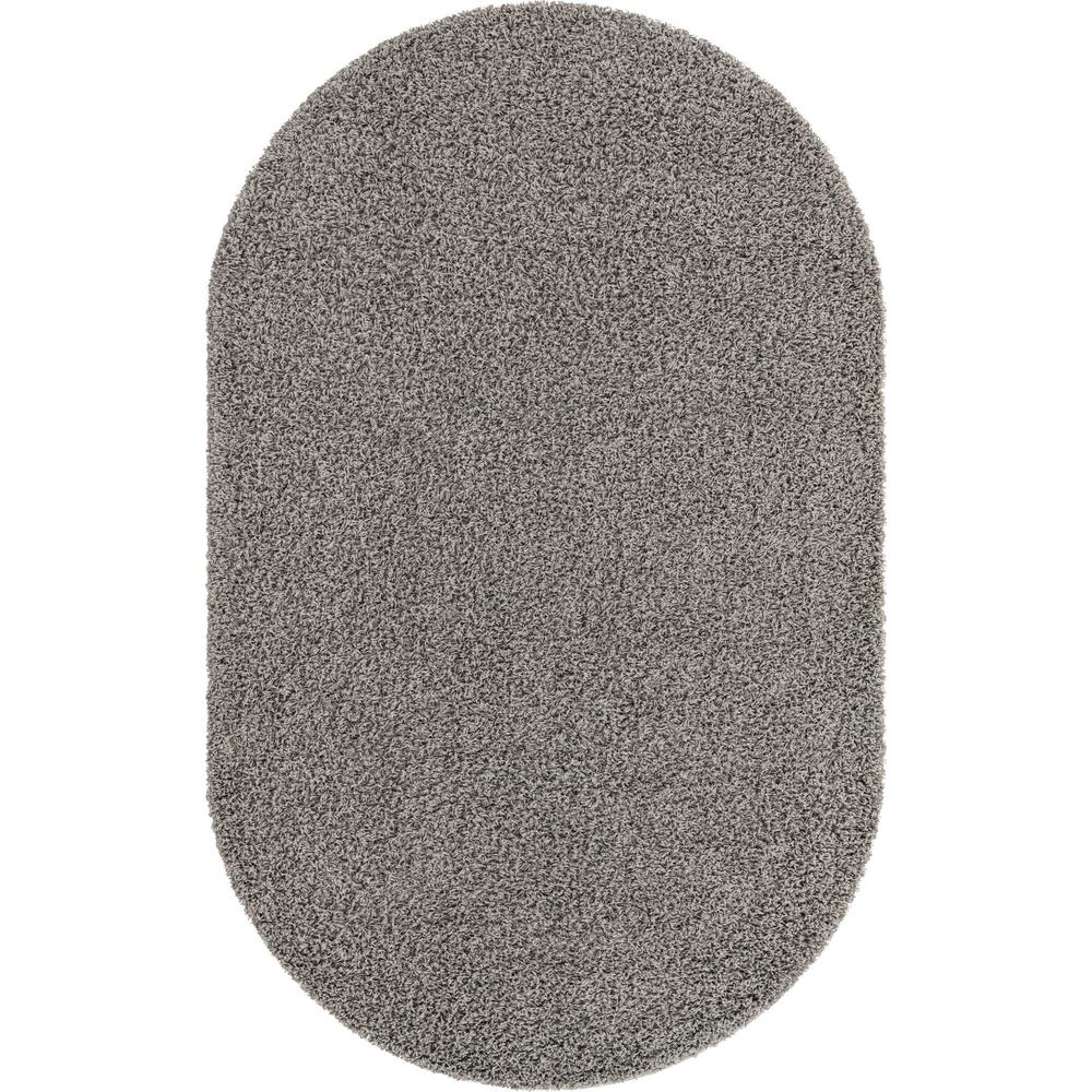 Unique Loom 5x8 Oval Rug in Cloud Gray (3151300). Picture 1