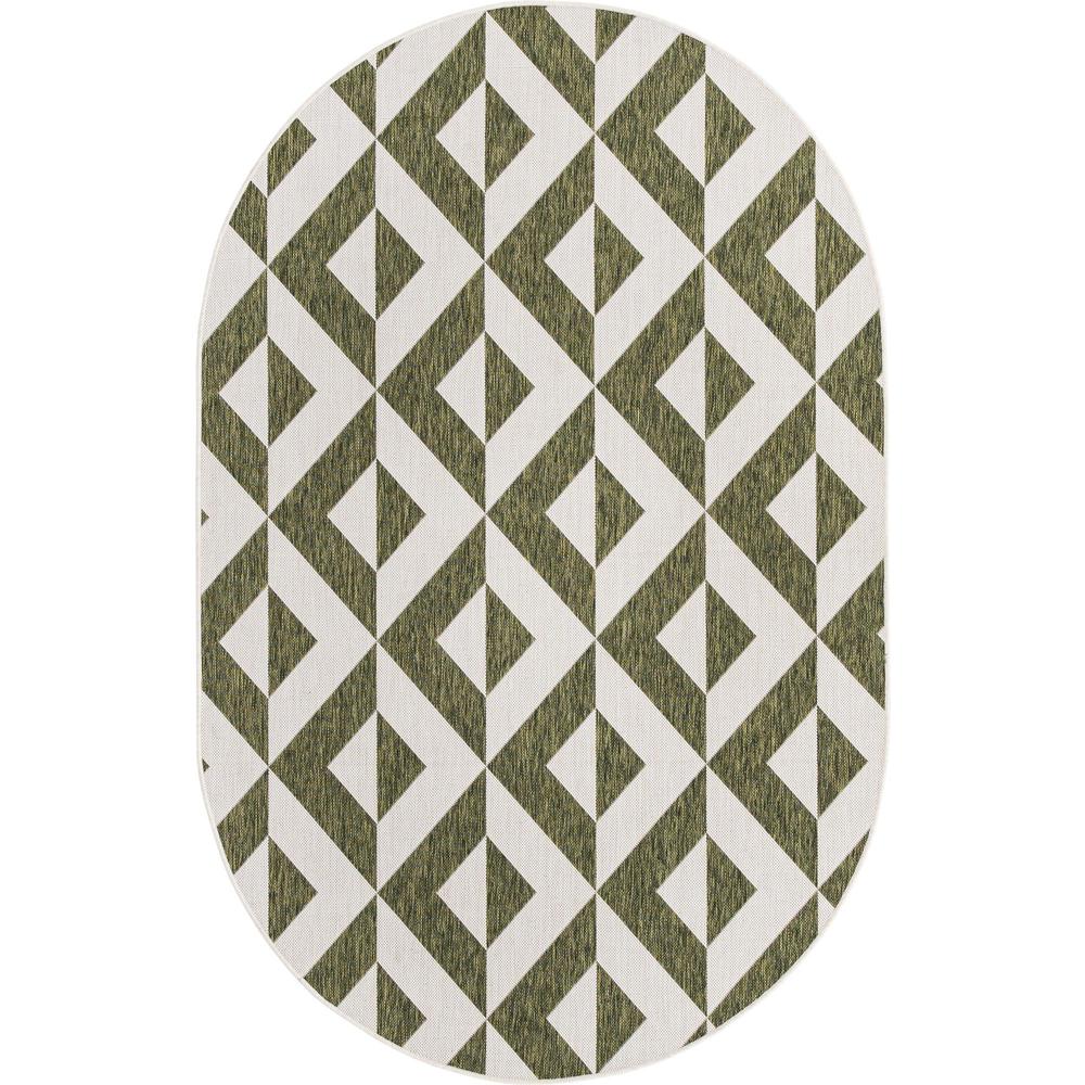Jill Zarin Outdoor Napa Area Rug 5' 3" x 8' 0", Oval Green. Picture 1