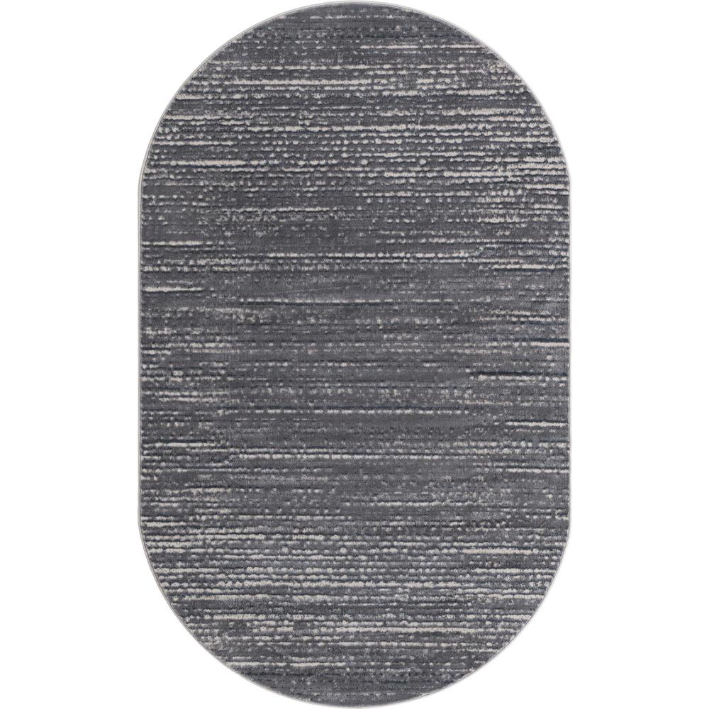 Unique Loom 5x8 Oval Rug in Gray (3154278). Picture 1