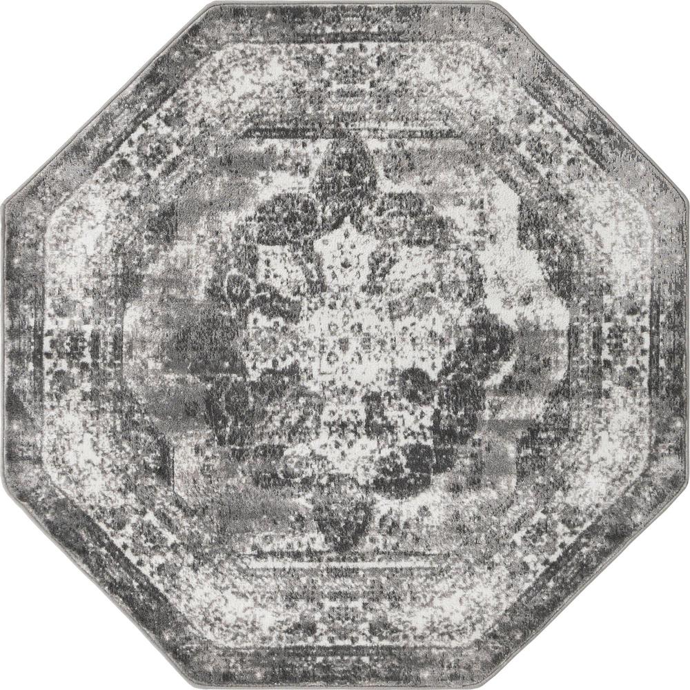 Unique Loom 5 Ft Octagon Rug in Gray (3152840). Picture 1