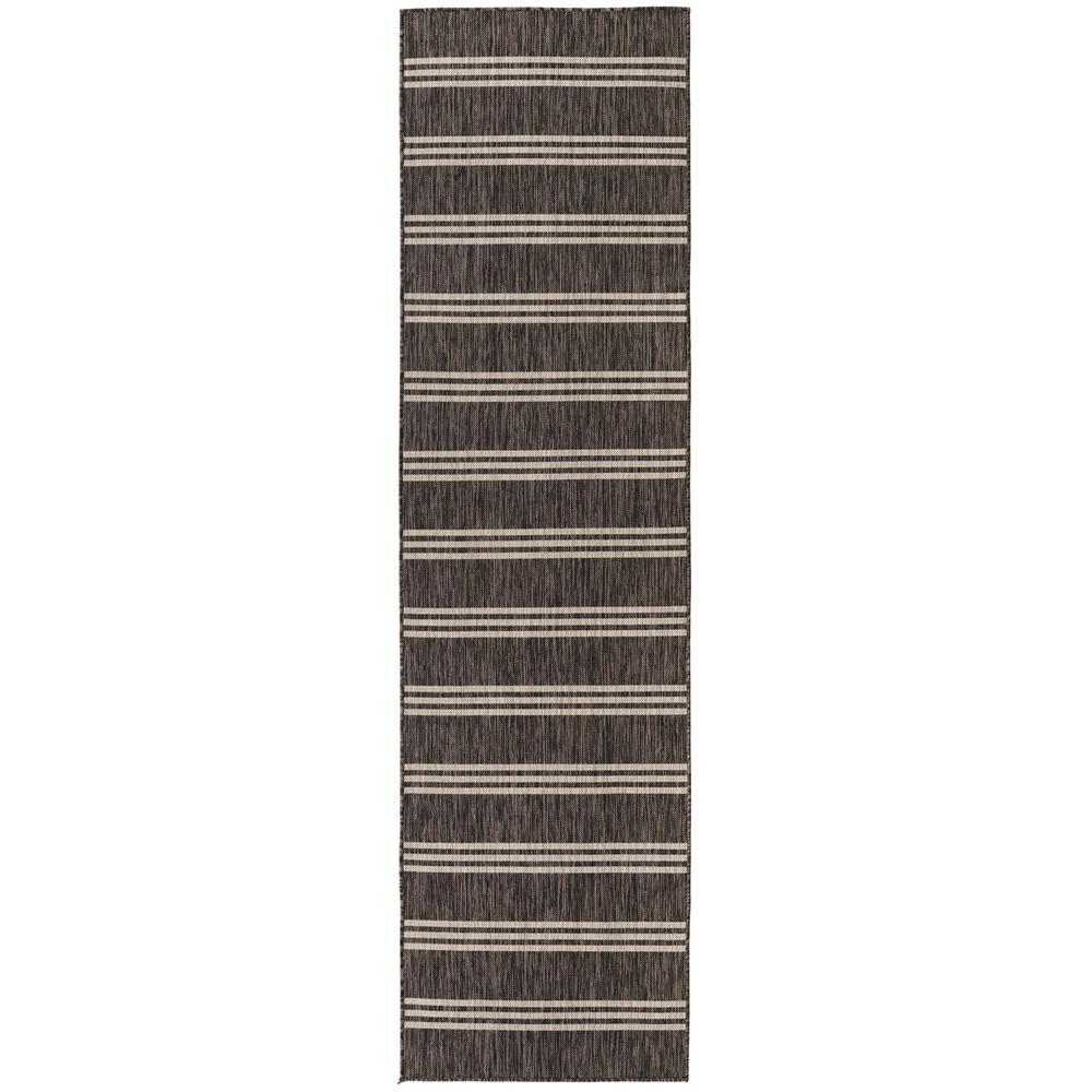 Jill Zarin Outdoor Anguilla Area Rug 2' 7" x 10' 0", Runner Charcoal. Picture 1