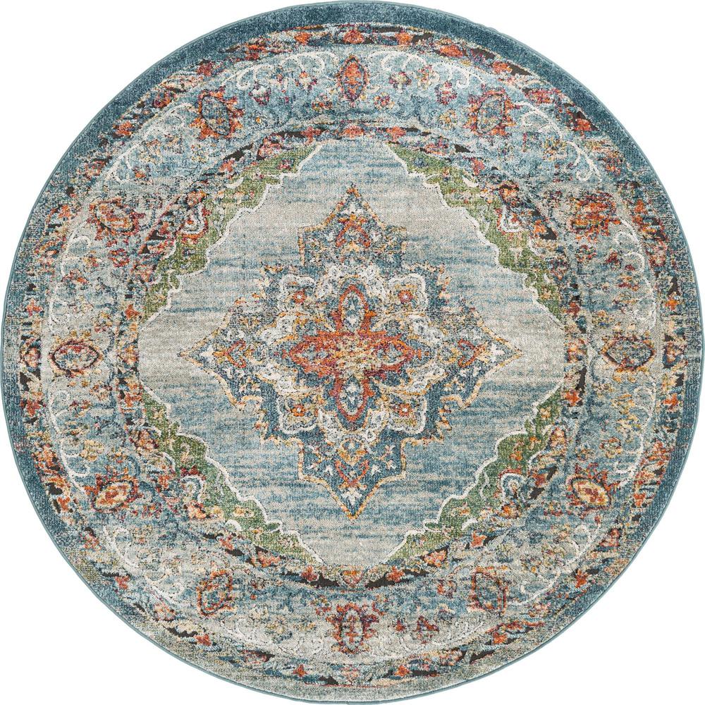 Unique Loom 6 Ft Round Rug in Blue (3161934). Picture 1