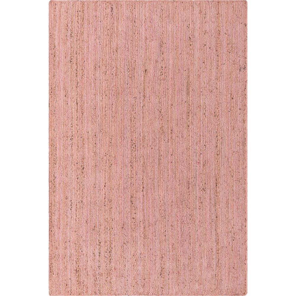 Braided Jute Collection, Area Rug, Light Pink, 6' 1" x 9' 0", Rectangular. Picture 1