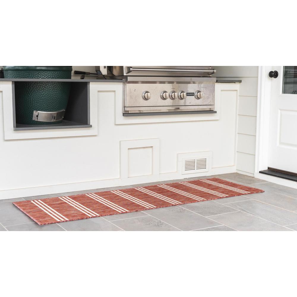 Jill Zarin Outdoor Anguilla Area Rug 2' 0" x 8' 0", Runner Rust Red. Picture 3