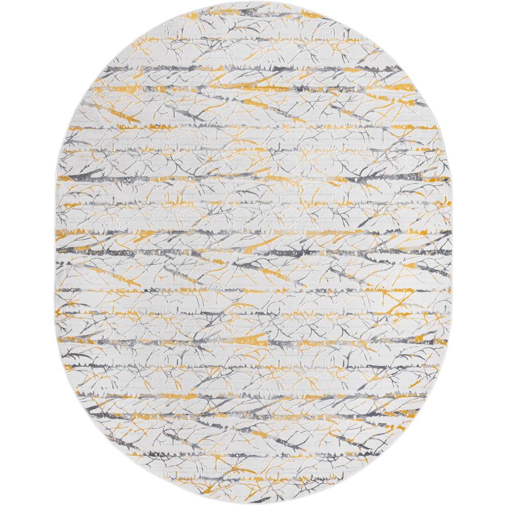 Finsbury Anne Area Rug 7' 10" x 10' 0", Oval Yellow and Gray. Picture 1
