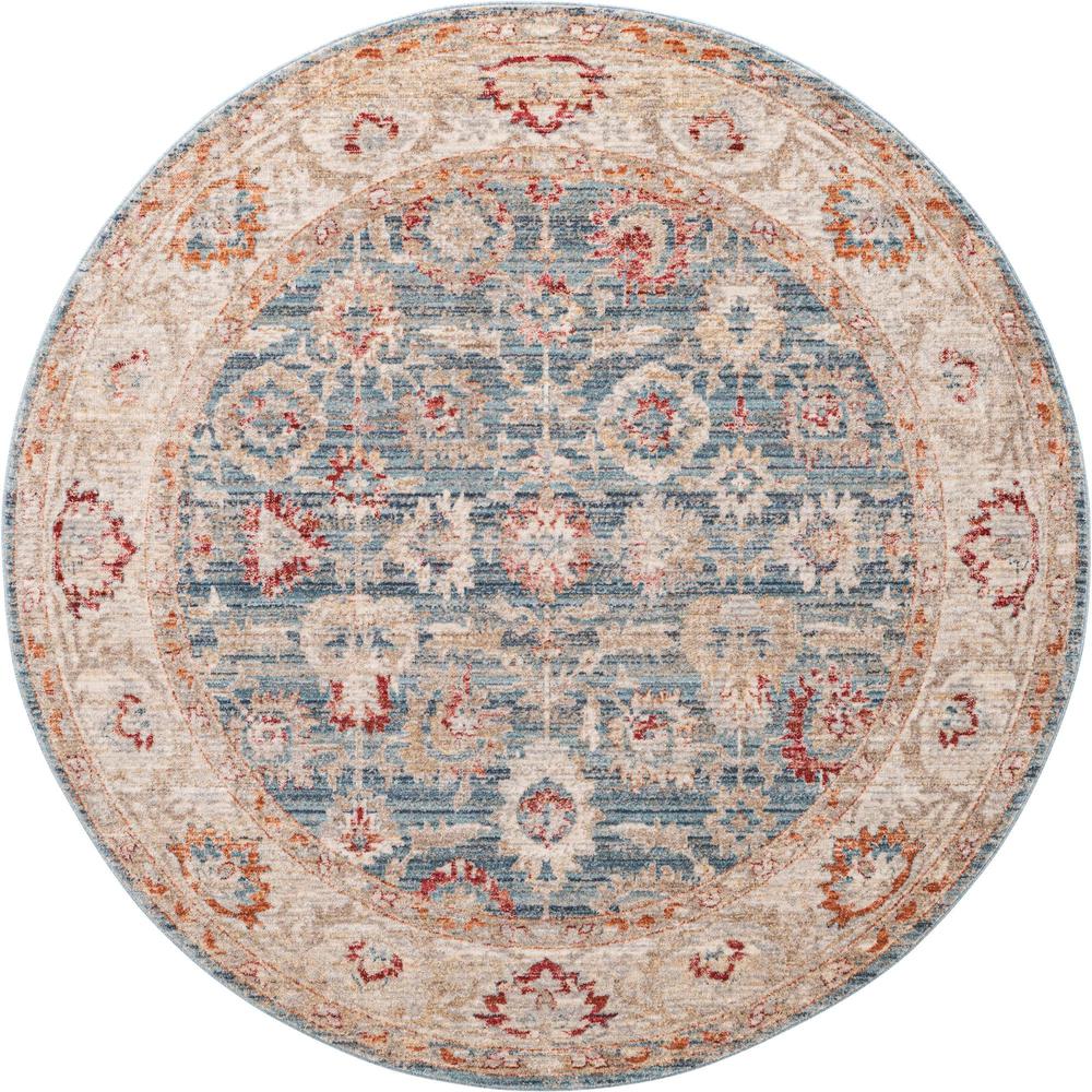 Unique Loom 5 Ft Round Rug in Blue (3147950). Picture 1