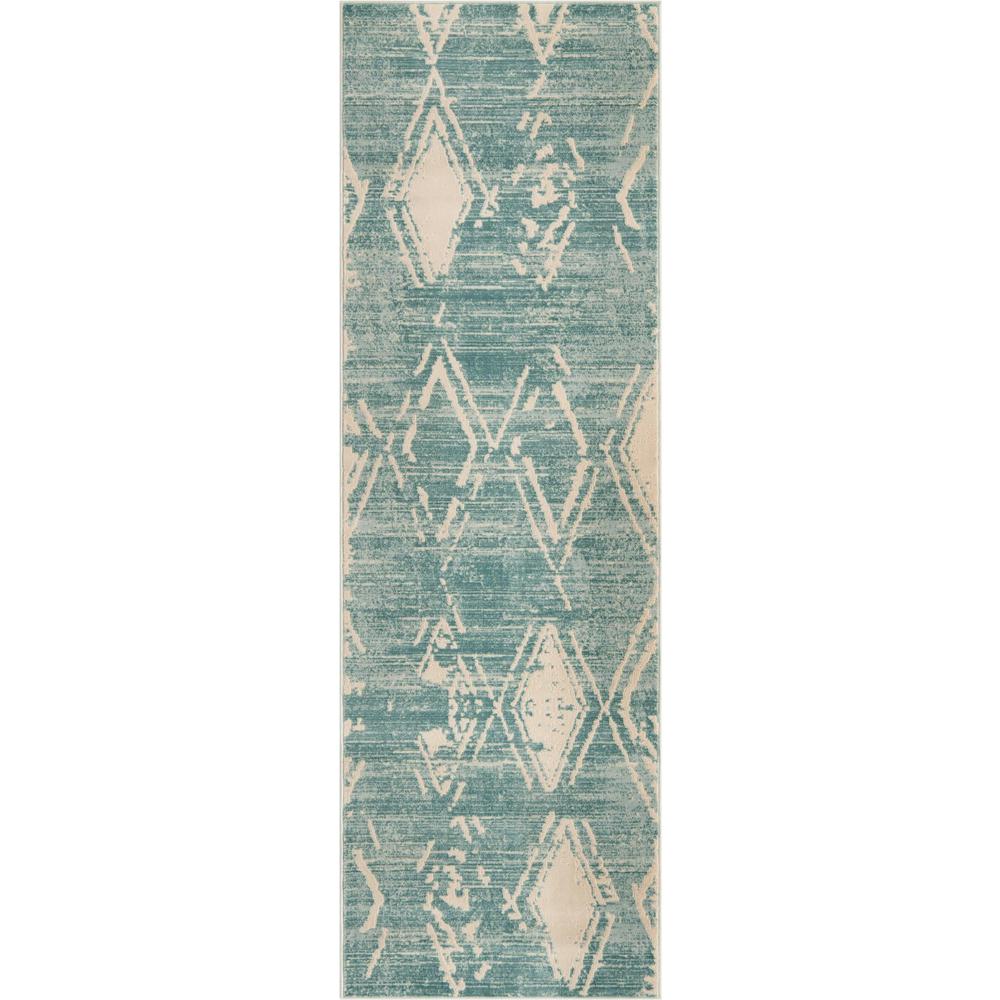 Uptown Carnegie Hill Area Rug 2' 7" x 8' 0", Runner Turquoise. The main picture.