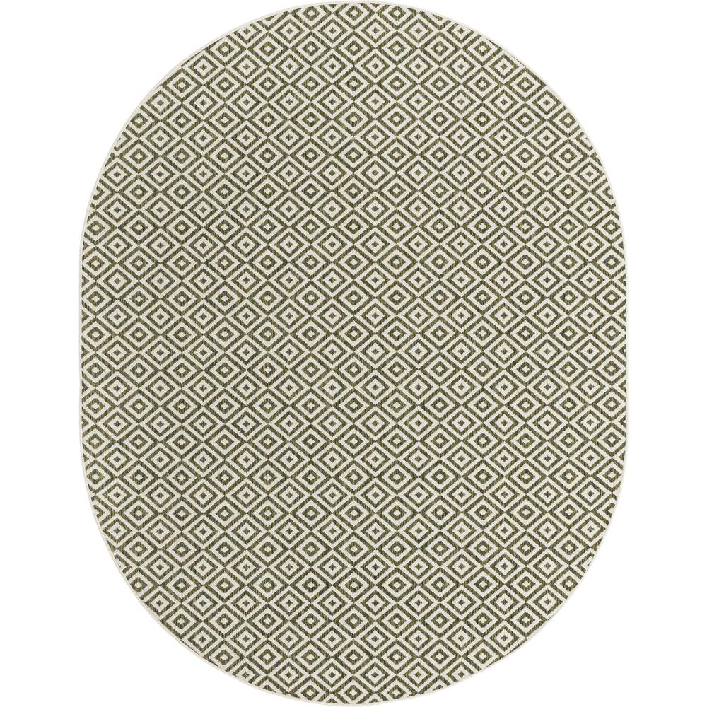 Jill Zarin Outdoor Costa Rica Area Rug 7' 10" x 10' 0", Oval Green. Picture 1
