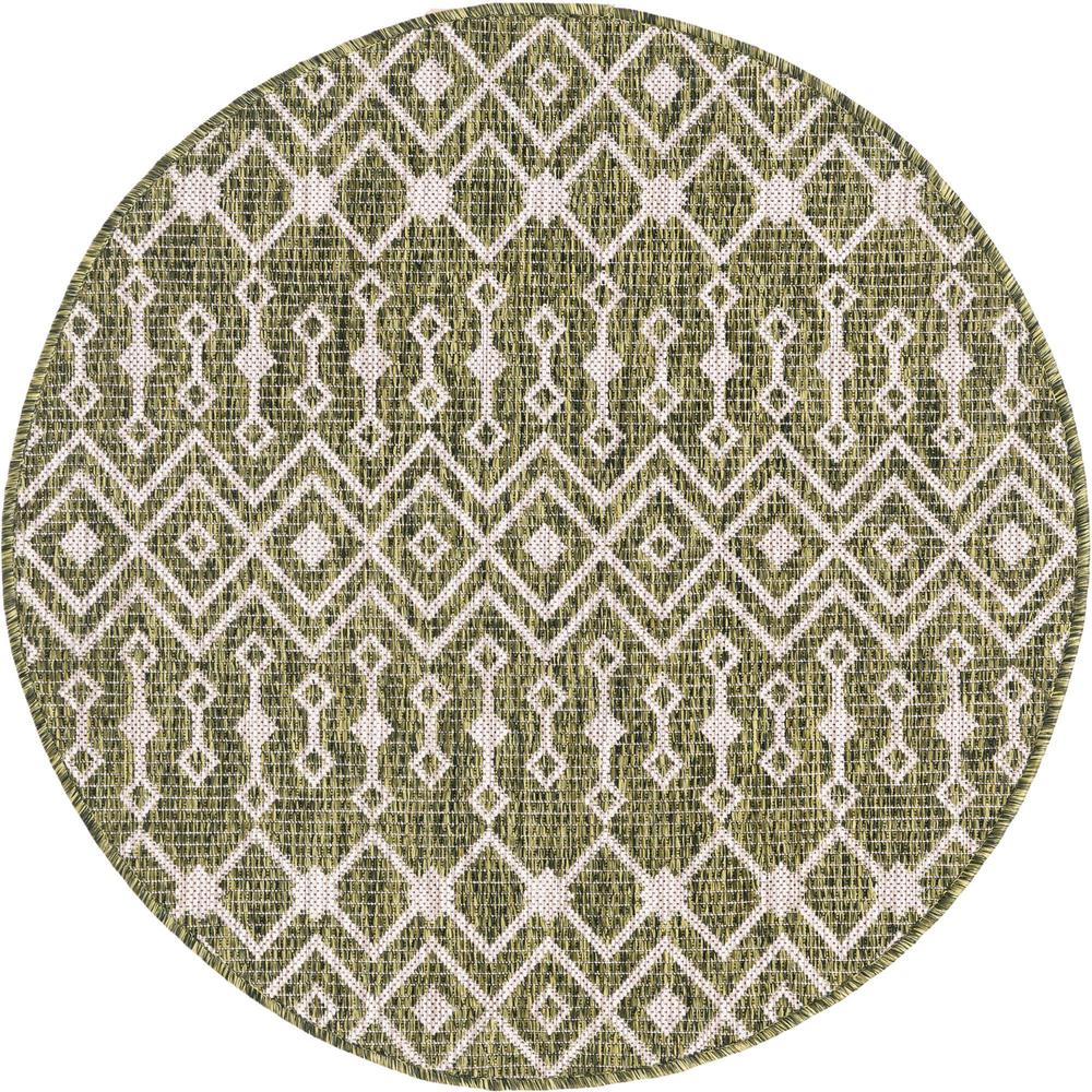 Unique Loom 3 Ft Round Rug in Green (3159576). Picture 1