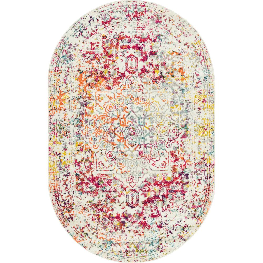 Unique Loom 5x8 Oval Rug in Ivory (3150555). Picture 1