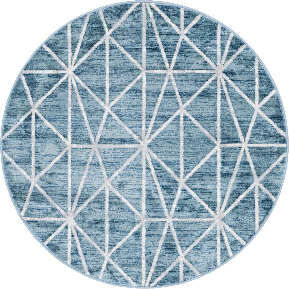Unique Loom 5 Ft Round Rug in Blue (3149015). Picture 1