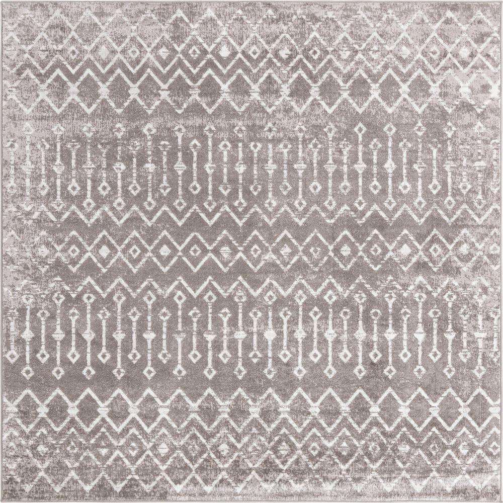 Unique Loom 8 Ft Square Rug in Gray (3161048). Picture 1