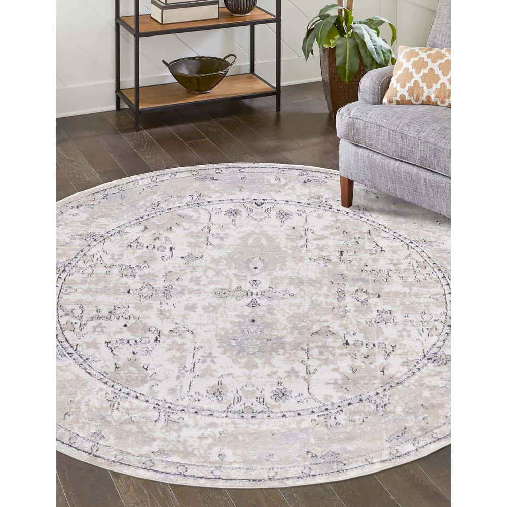 Portland Central Area Rug 5' 3" x 5' 3", Round Ivory. Picture 5