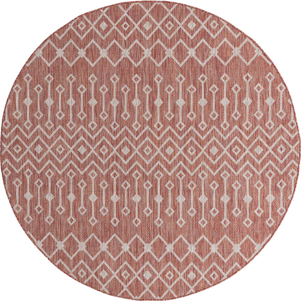 Unique Loom 8 Ft Round Rug in Rust Red (3159546). Picture 1