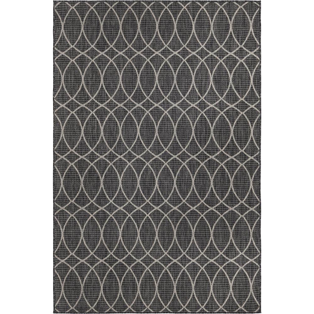 Outdoor Trellis Collection, Area Rug Charcoal, 5' 3" x 7' 10", Rectangular. Picture 1